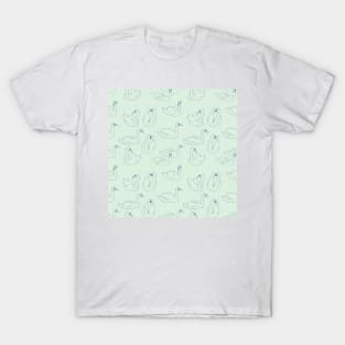 Swans Repeating Pattern on Light Green Background T-Shirt